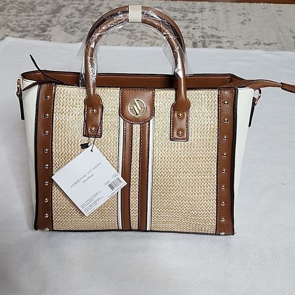 Adrienne Vittadini Women's Capri Collection Satchel Bag NC3 Natural/Bone OS - Picture 1 of 10